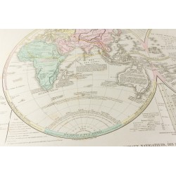 Gravure de 1830 - Grande mappemonde ancienne - 6