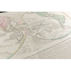 Gravure de 1830 - Grande mappemonde ancienne - 7