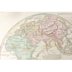 Gravure de 1830 - Grande mappemonde ancienne - 9