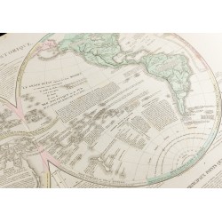 Gravure de 1830 - Grande mappemonde ancienne - 10