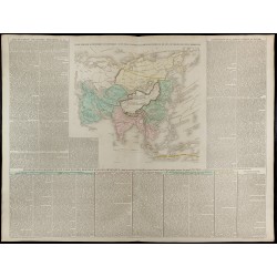 Gravure de 1830 - Grande carte géographique de l'Asie - 1