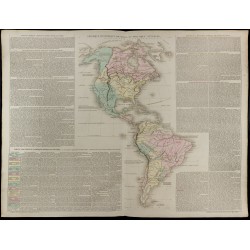 Gravure de 1830 - Grande carte géographique de Amérique - 1