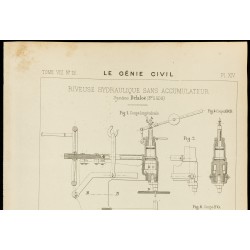Gravure de 1886 - Plan ancien d'une riveuse hydraulique - 2