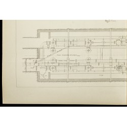 Gravure de 1885 - Plan ancien de pompes jumelles à colonne d'eau - 4