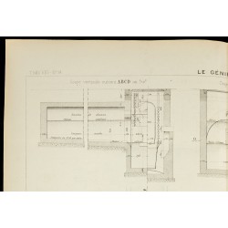 Gravure de 1886 - Égout : Plan ancien d'un appareil de chasse automatique - 2