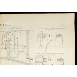 Gravure de 1886 - Égout : Plan ancien d'un appareil de chasse automatique - 3