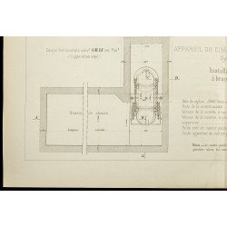 Gravure de 1886 - Égout : Plan ancien d'un appareil de chasse automatique - 4
