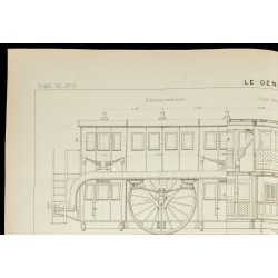 Gravure de 1886 - Plan d'un Wagon à voyageurs - 2