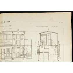 Gravure de 1886 - Plan d'un Wagon à voyageurs - 3