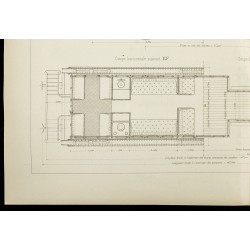 Gravure de 1886 - Plan d'un Wagon à voyageurs - 4