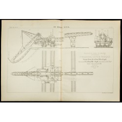 Gravure de 1886 - Plan d'un terrassier à vapeur français - 1