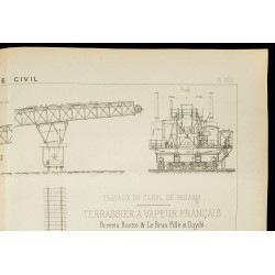 Gravure de 1886 - Plan d'un terrassier à vapeur français - 3