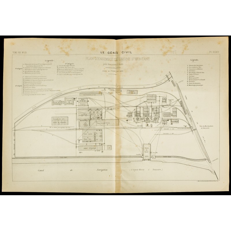 Gravure de 1886 - Plan de l'usine de St Montant à Beaucaire - 1