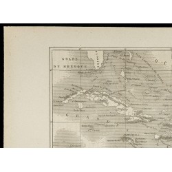 Gravure de 1860 - Carte ancienne de l'archipel des Antilles - 2