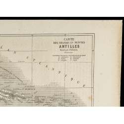 Gravure de 1860 - Carte ancienne de l'archipel des Antilles - 3