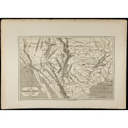 Gravure de 1860 - Carte ancienne des États-Unis & Mexique - 1