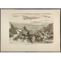 Gravure de 1860 - Pont et château de Pontaix - 1