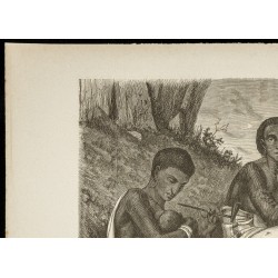 Gravure de 1860 - Femmes fumant la pipe seins nus - 2