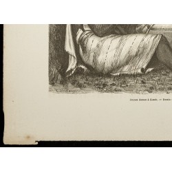 Gravure de 1860 - Femmes fumant la pipe seins nus - 4