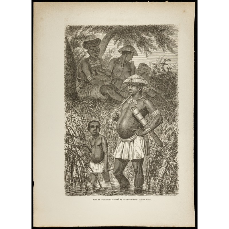 Gravure de 1860 - Noirs de l'Ousumboua (Tanzanie) - 1