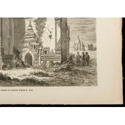 Gravure de 1860 - Temple ruiné de Pagan (Bagan) - 5