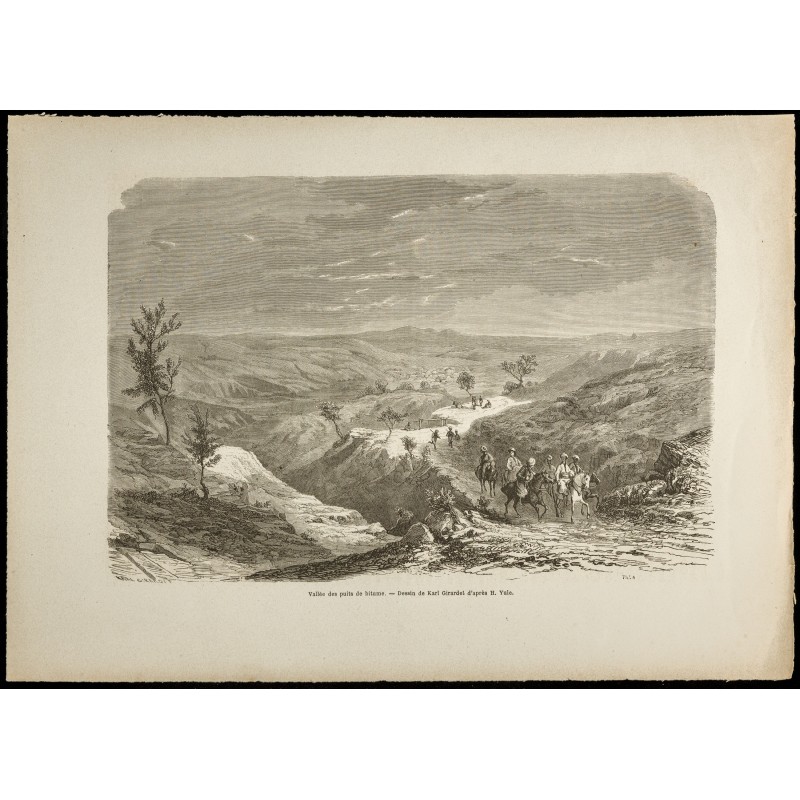 Gravure de 1860 - Vallée des puits de bitume (Birmanie) - 1