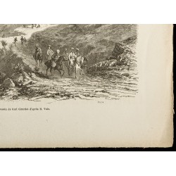 Gravure de 1860 - Vallée des puits de bitume (Birmanie) - 5