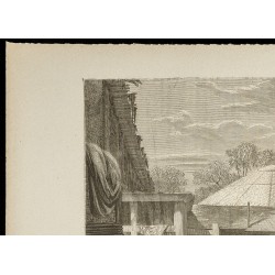 Gravure de 1860 - Représentation théâtrale en Birmanie - 2