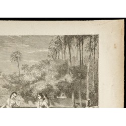 Gravure de 1860 - Représentation théâtrale en Birmanie - 3