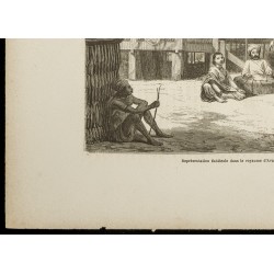 Gravure de 1860 - Représentation théâtrale en Birmanie - 4