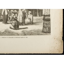 Gravure de 1860 - Représentation théâtrale en Birmanie - 5