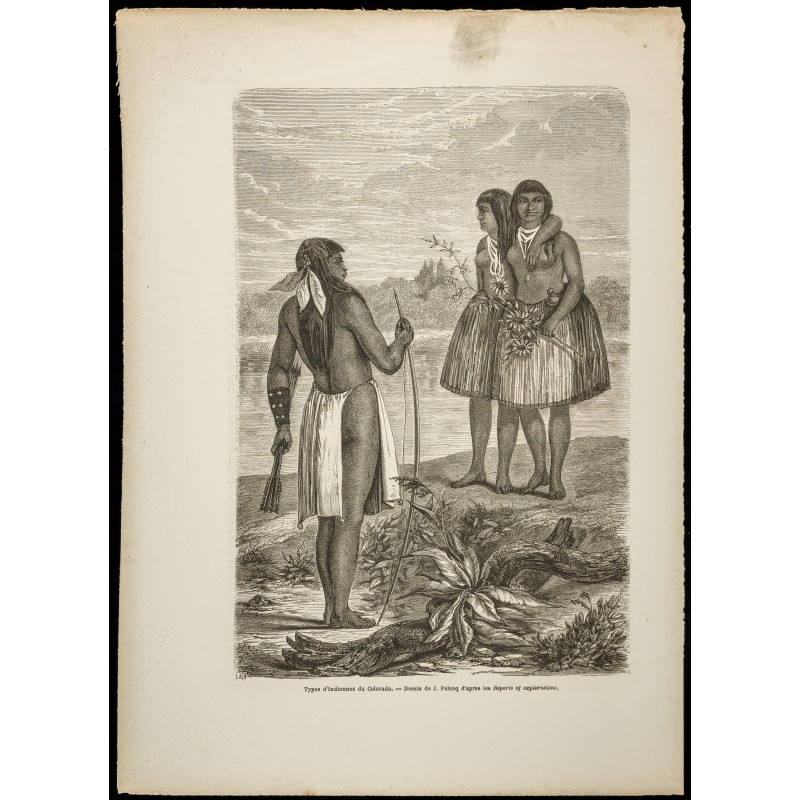 Gravure de 1860 - Indiennes du Colorado - 1