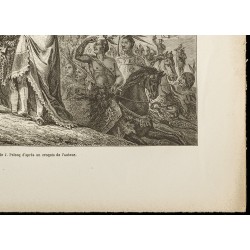 Gravure de 1860 - Indiens d'Amérique - Poteau de la guerre - 5