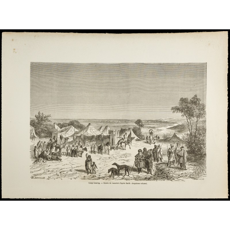 Gravure de 1860 - Camp touareg - 1