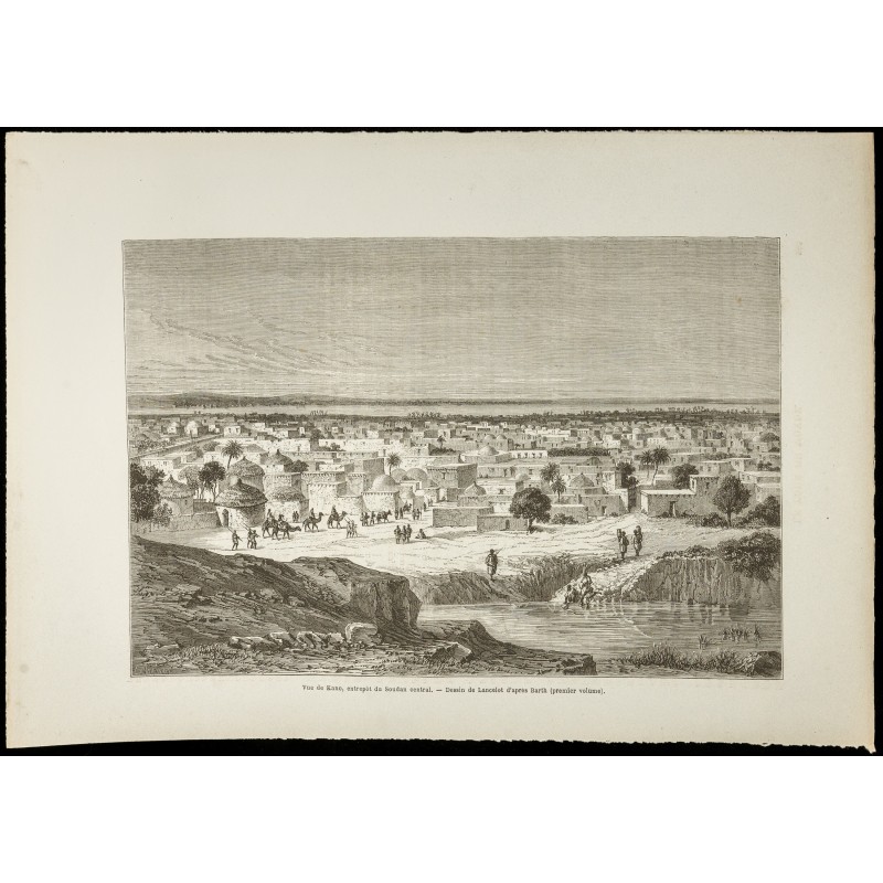 Gravure de 1860 - Vue de Kano au Nigeria - 1