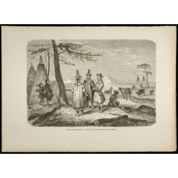 Gravure de 1860 - Village Yakoute en Sibérie - 1