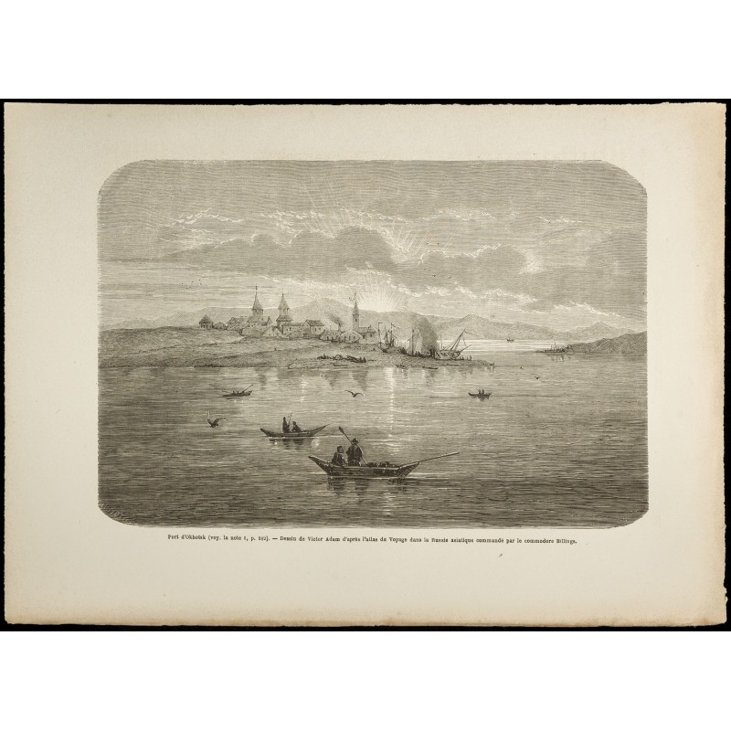 Gravure de 1860 - Port d'Okhotsk en Russie - 1