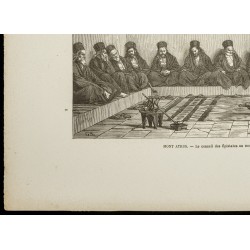 Gravure de 1860 - Le conseil des Épistates au Mont Athos - 4