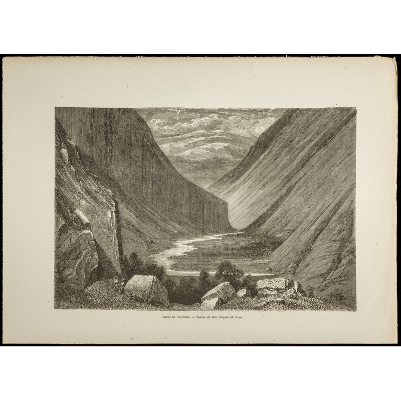 Gravure de 1860 - Vallée de l'Heimdal - 1