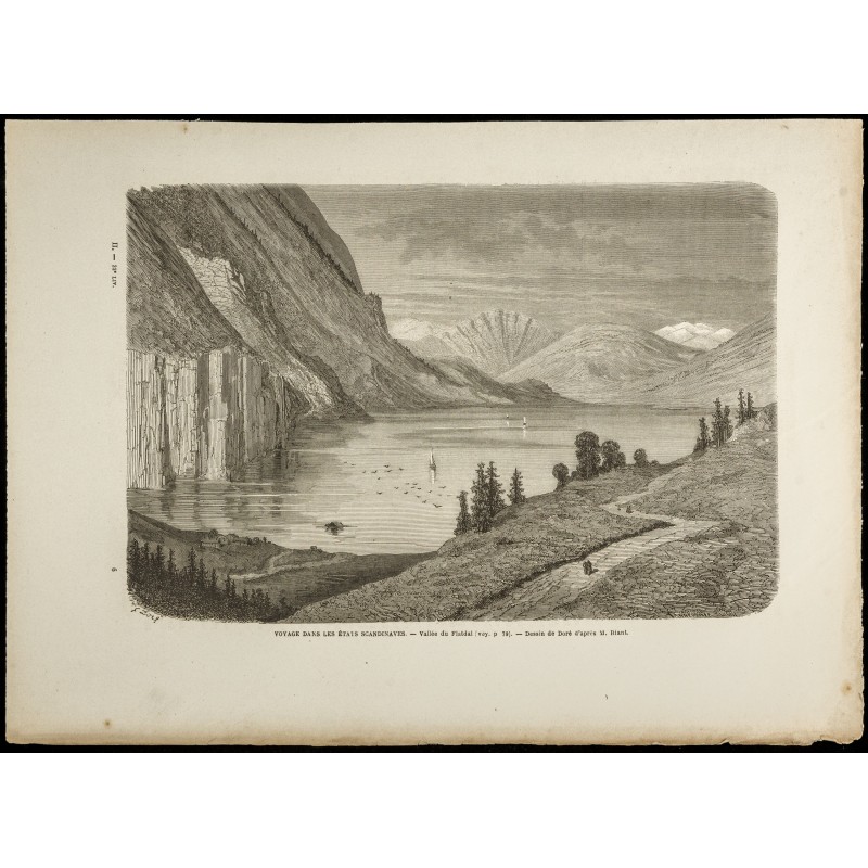 Gravure de 1860 - Vallée du Flatdal - Gustave Doré - 1