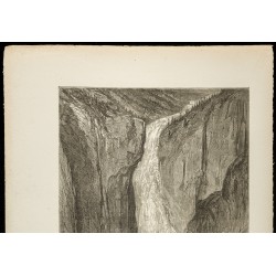Gravure de 1860 - Le Rjukanfossen chute d'eau à Telemark (Tinn), en Norvège - 2