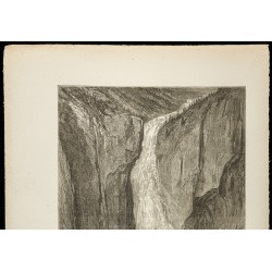 Gravure de 1860 - Le Rjukanfossen chute d'eau à Telemark (Tinn), en Norvège - 2