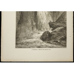 Gravure de 1860 - Le Rjukanfossen chute d'eau à Telemark (Tinn), en Norvège - 3