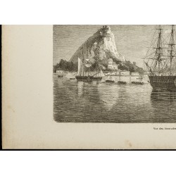 Gravure de 1860 - Vue des Bermudes - Port - 4