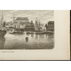 Gravure de 1860 - Vue des Bermudes - Port - 5