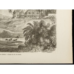 Gravure de 1860 - Une sucrerie à la Guadeloupe - 5