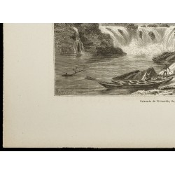 Gravure de 1860 - Cataracte de Weinachts - Guyane Britannique - 4