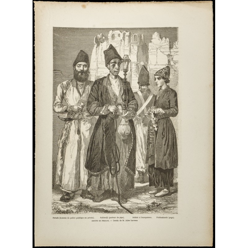 Gravure de 1860 - Iran - Groupe de Persans - 1