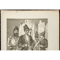 Gravure de 1860 - Iran - Groupe de Persans - 2