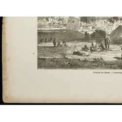 Gravure de 1860 - Iran - Faubourg de Téhéran et ruines - 4